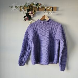 Lilac Purple Merino Wool Knit Sweater Size S
